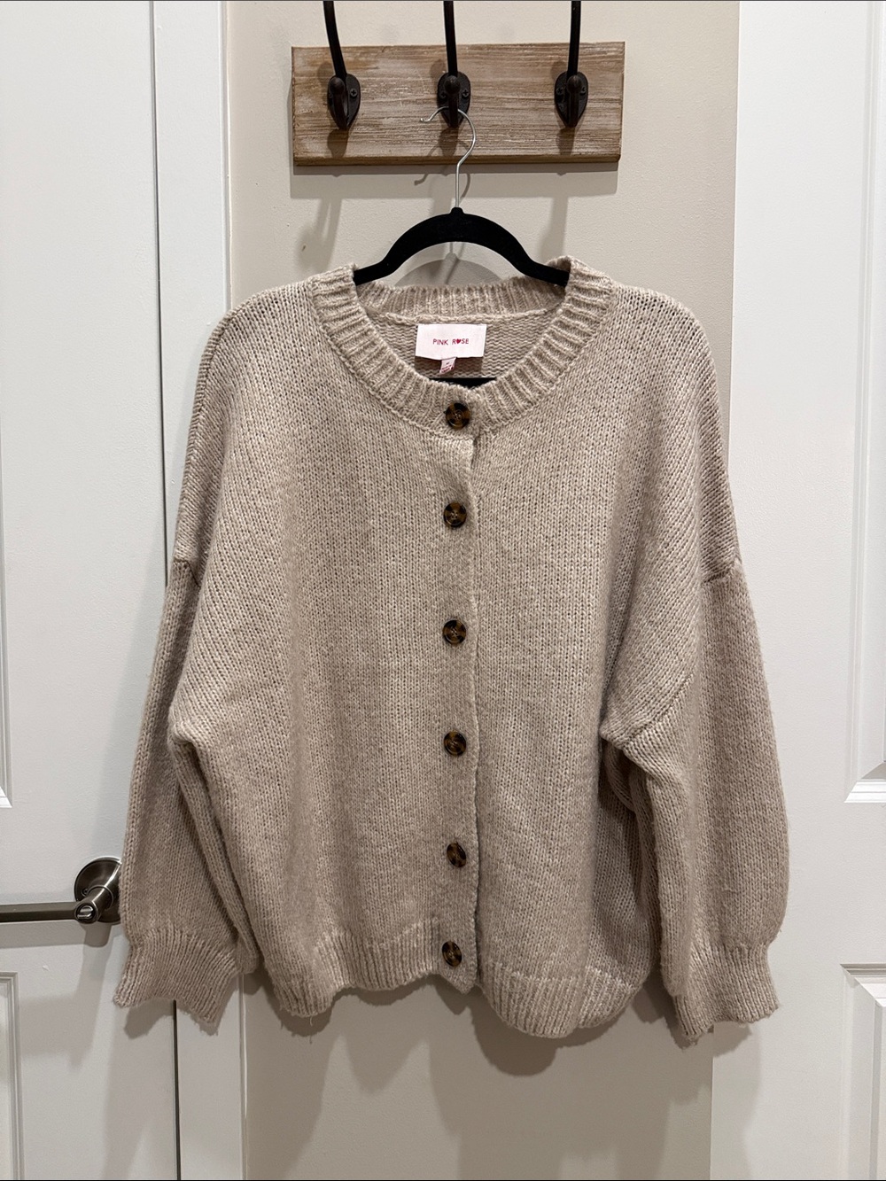Cream Button-Front Oversized Sweater